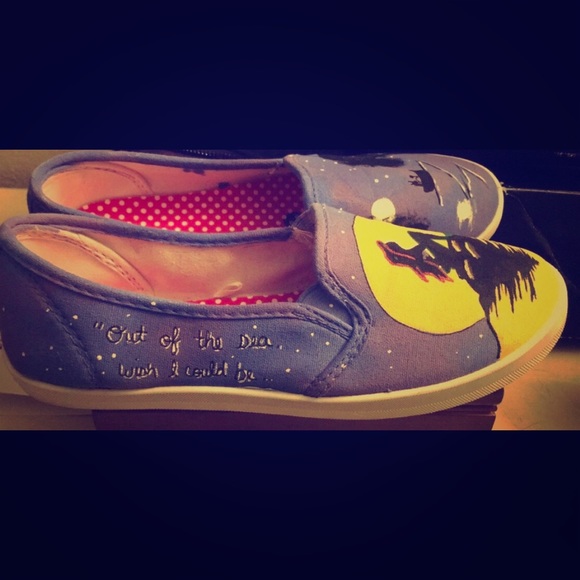 Shoes - Hand painted little mermaid slip ons